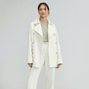 Everlane Organic Cotton Herringbone Jacket Bone White Utility Trench Size M